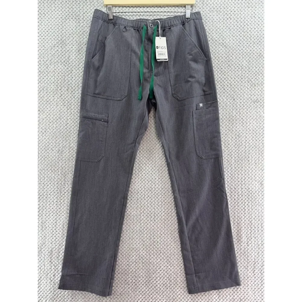 FIGS Pants Men L Gray Cairo Cargo Scrub Elastic Waist Technical Collection New